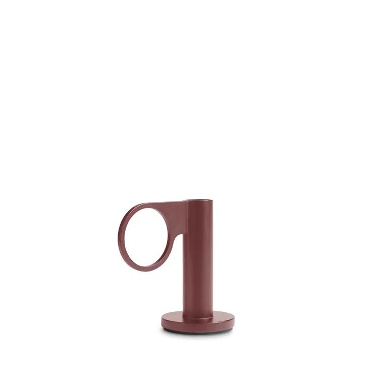 Oxblood Metal Modern Candlestick Holder
