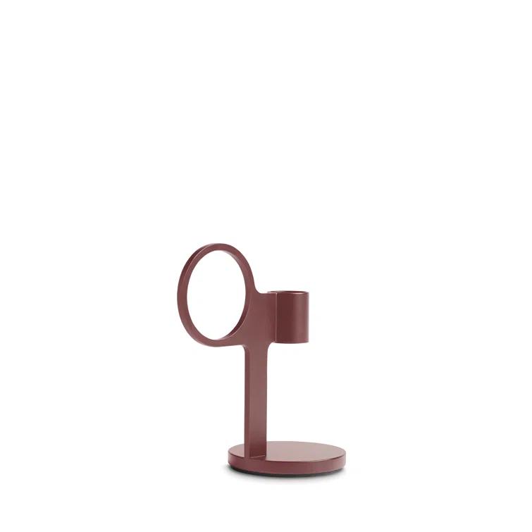 Oxblood Metal Modern Candlestick Holder