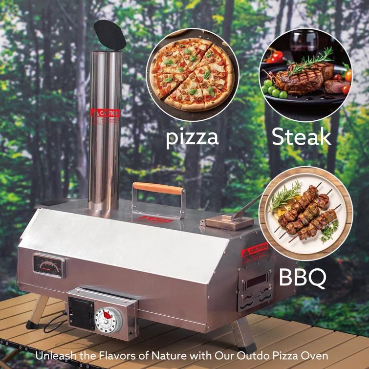 Mocoloo Automatic Outdoor Pizza Oven Portable Wood Fired Pizza Maker with Timer and Built-in Thermometer