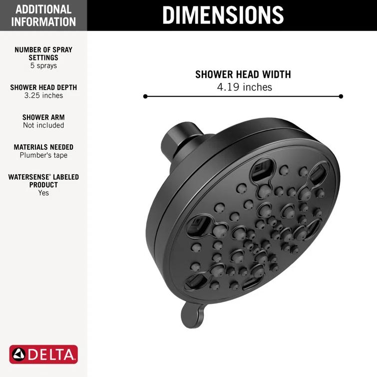 H2Okinetic 5-Setting Contemporary Shower Head