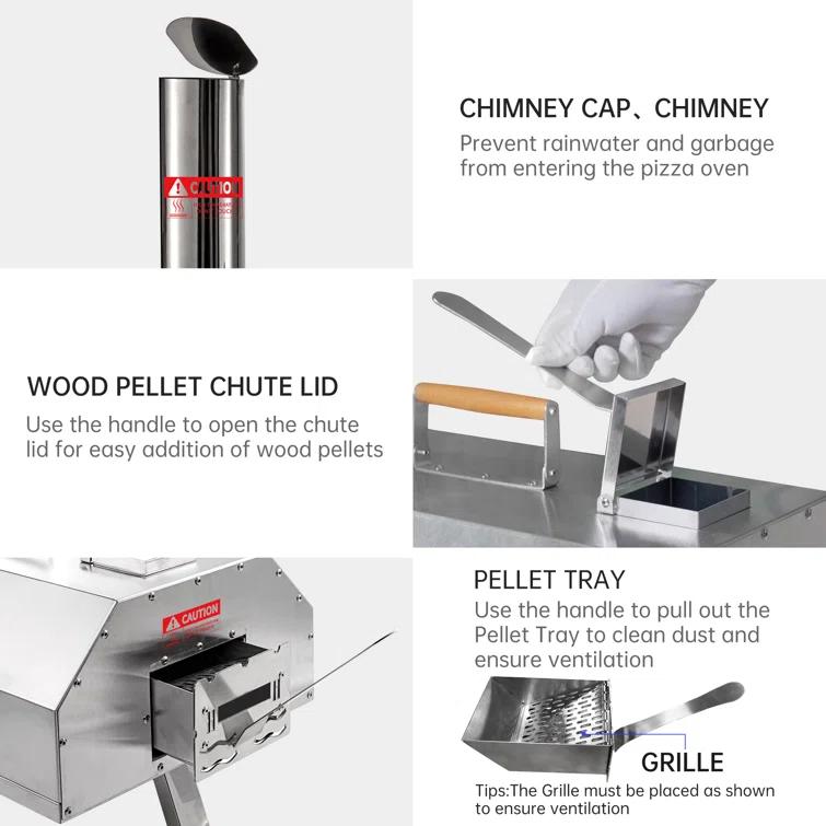 Mocoloo Automatic Outdoor Pizza Oven Portable Wood Fired Pizza Maker with Timer and Built-in Thermometer