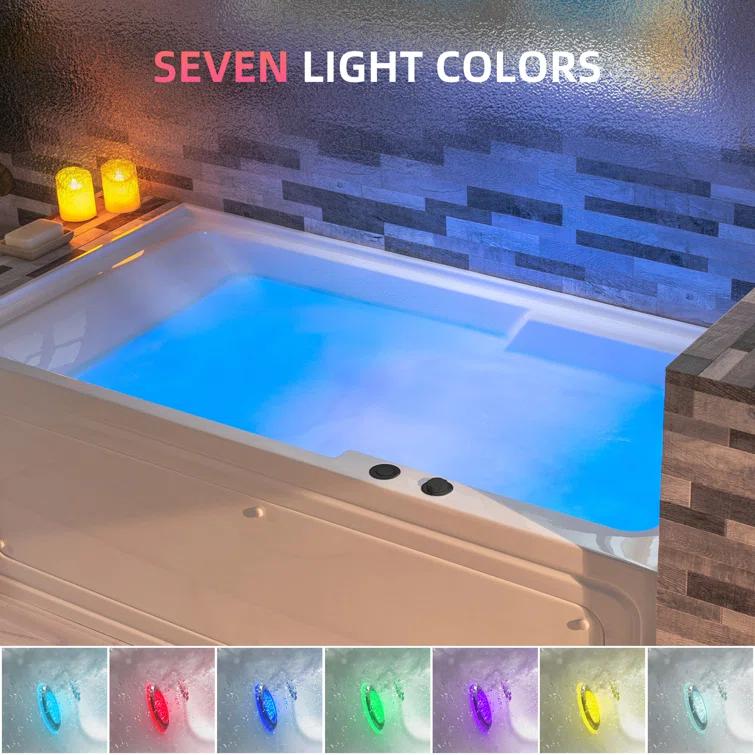 60" x 30" Whirlpool Heated Rectangular Alcove Acrylic Bathtub with Chrome/Matte Black Drain and Overflow