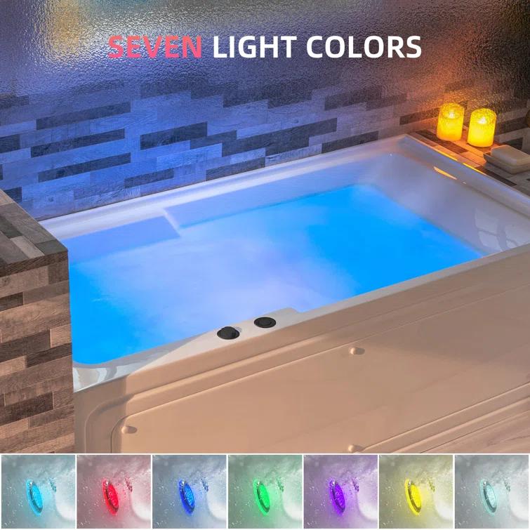 60" x 30" Whirlpool Heated Rectangular Alcove Acrylic Bathtub with Chrome/Matte Black Drain and Overflow