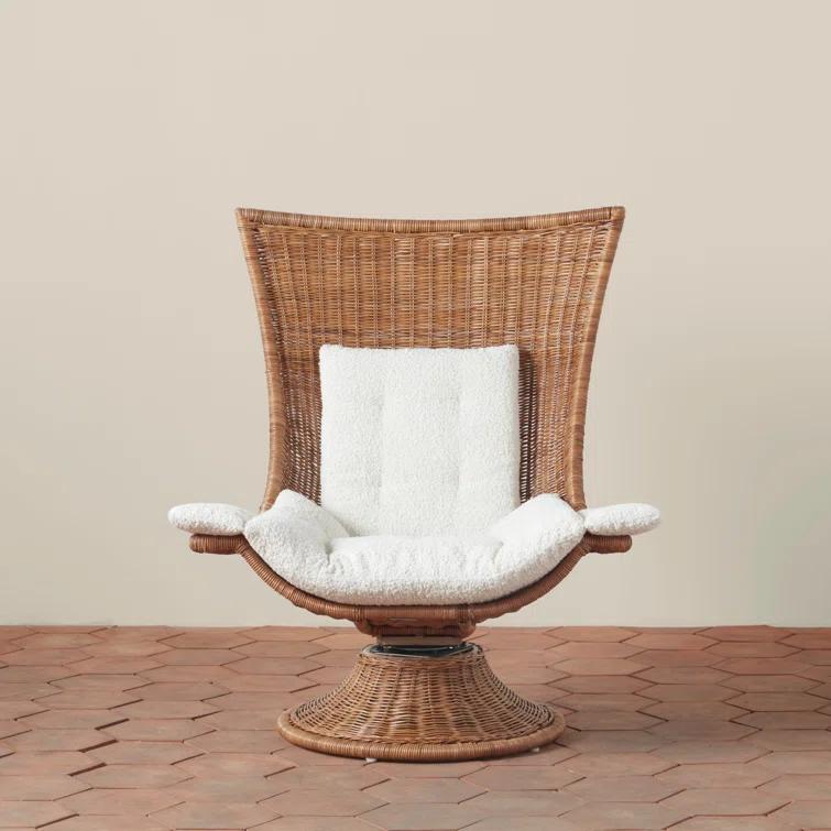 Woven Healdsburg Swivel Chair in Rattan | Perigold