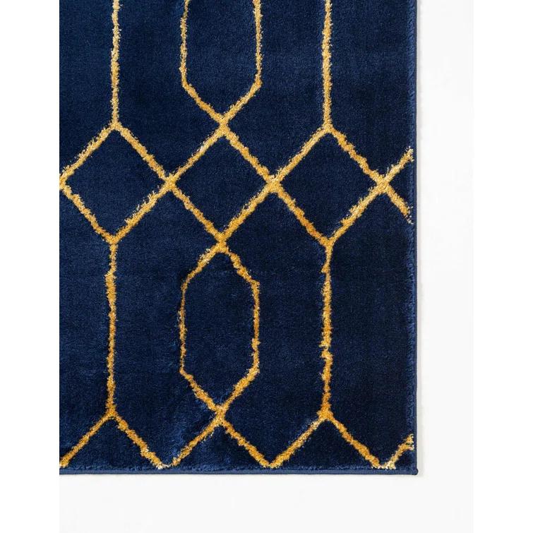 Glam Navy Blue Gold Area Rug