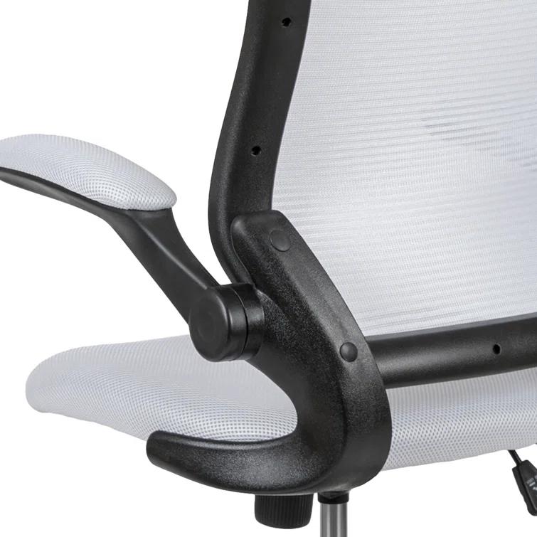 Mid-Back Mesh Ergonomic Drafting Chair with Foot Ring and Flip-Up Arms