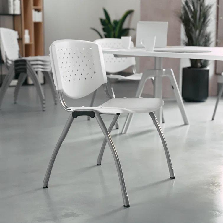 Flash Furniture Memphis 880 lb. Capacity Plastic Stack Chair with Powder Coated Frame