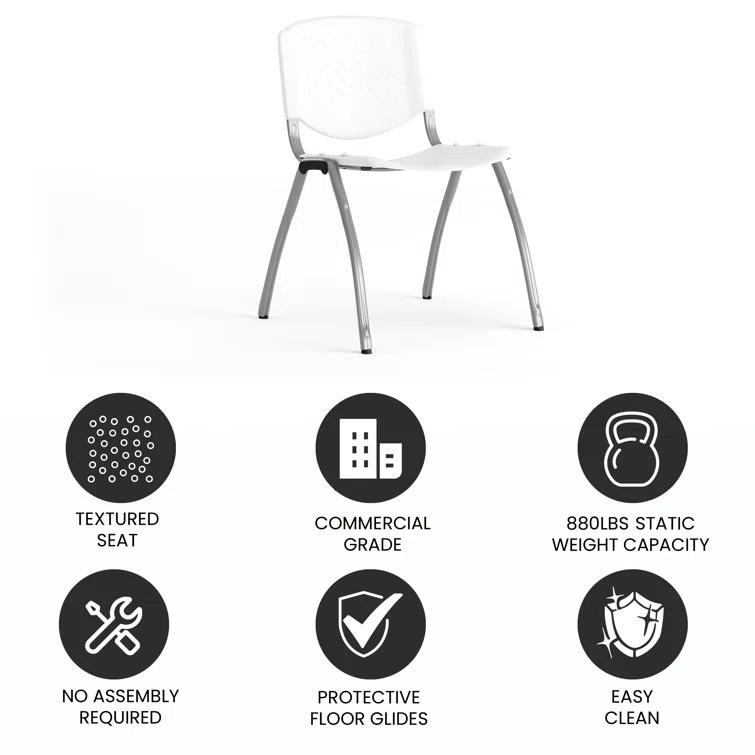 Flash Furniture Memphis 880 lb. Capacity Plastic Stack Chair with Powder Coated Frame