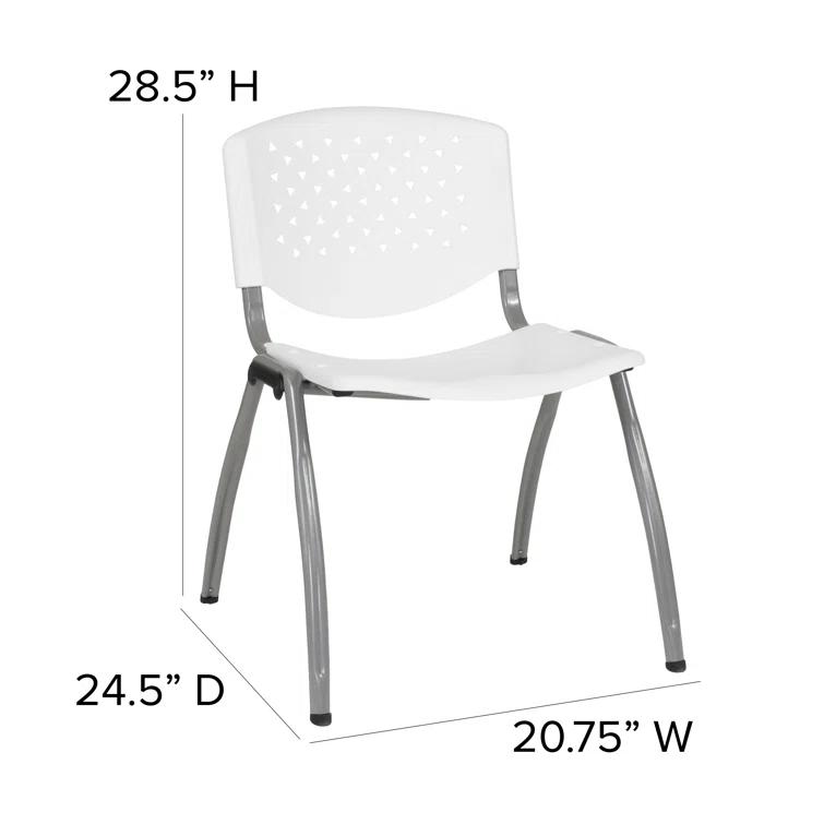 Flash Furniture Memphis 880 lb. Capacity Plastic Stack Chair with Powder Coated Frame