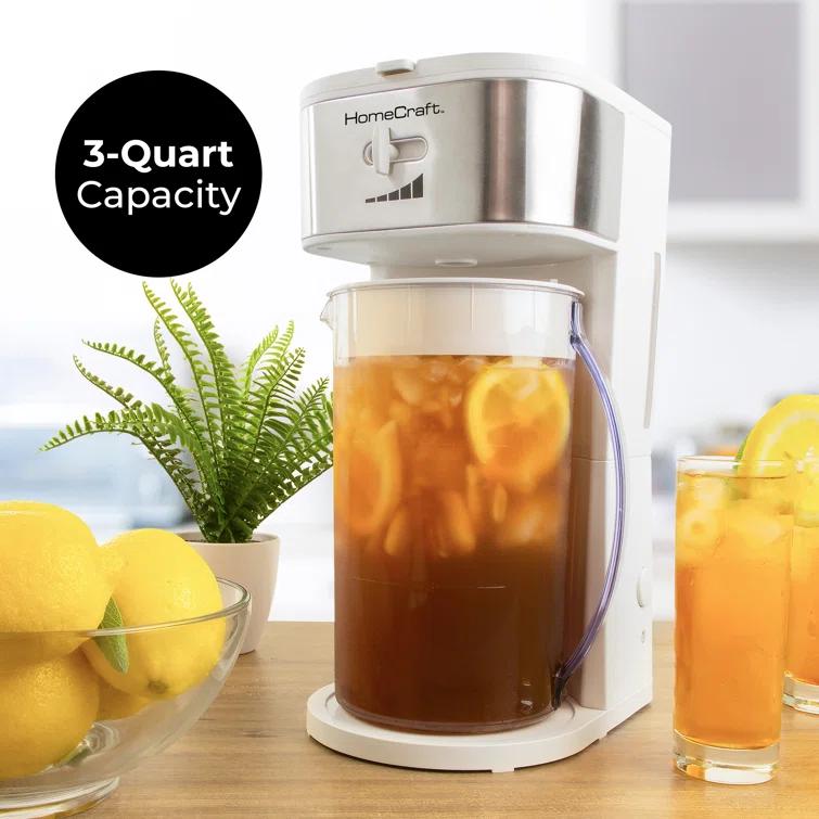 HomeCraft 3-Quart White Stainless Steel Café' Ice Iced Coffee and Tea Brewing System