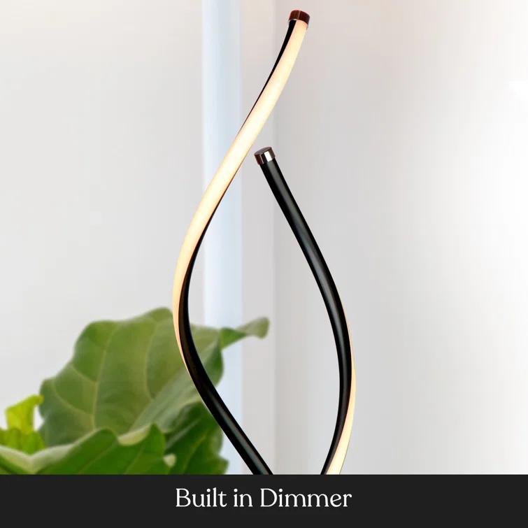 Brightech Embrace 40–60" 2-in-1 Modern LED Spiral Floor and Table Lamp with Black Finish, Adjustable Height, and Built-In 3-Way Dimmer