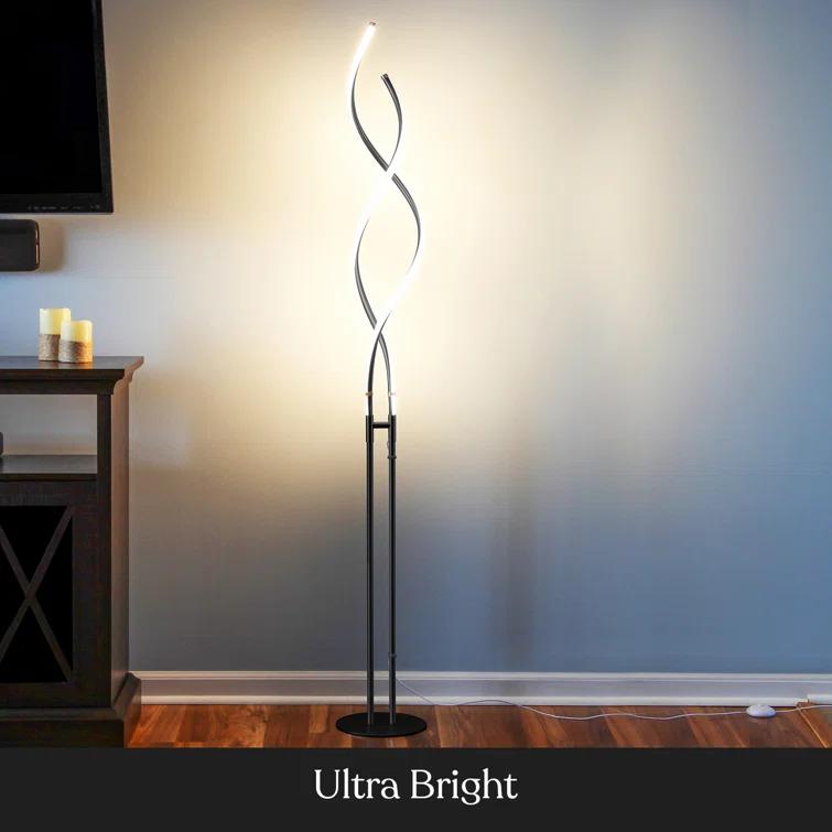 Brightech Embrace 40–60" 2-in-1 Modern LED Spiral Floor and Table Lamp with Black Finish, Adjustable Height, and Built-In 3-Way Dimmer
