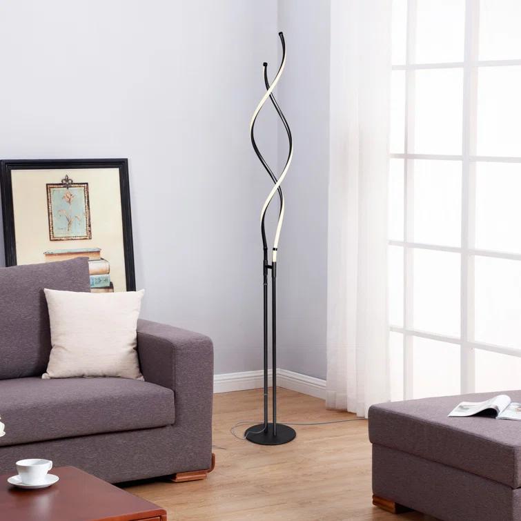 Brightech Embrace 40–60" 2-in-1 Modern LED Spiral Floor and Table Lamp with Black Finish, Adjustable Height, and Built-In 3-Way Dimmer