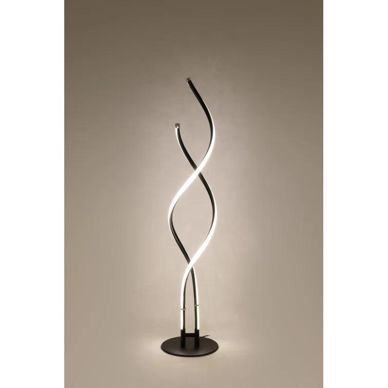 Brightech Embrace 40–60" 2-in-1 Modern LED Spiral Floor and Table Lamp with Black Finish, Adjustable Height, and Built-In 3-Way Dimmer