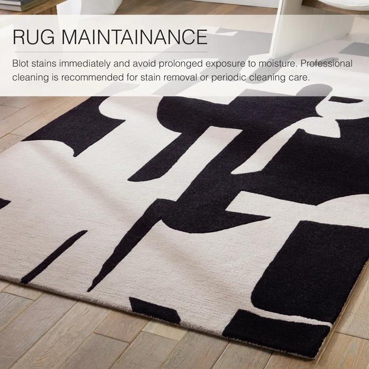 Handmade Abstract Black/ Cream Area Rug (8'X10')