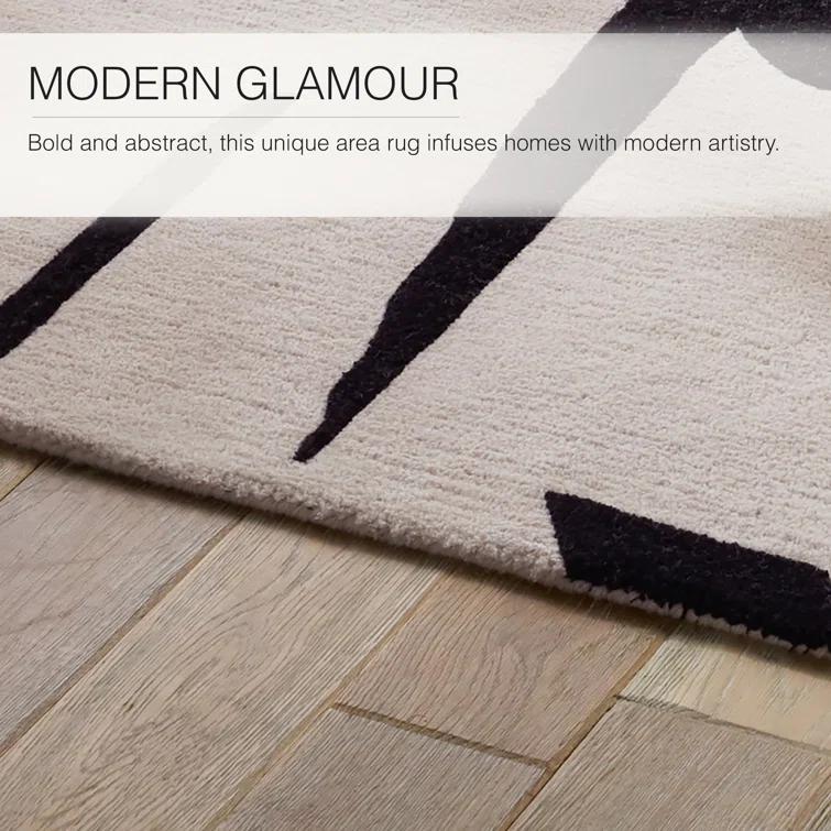 Handmade Abstract Black/ Cream Area Rug (8'X10')
