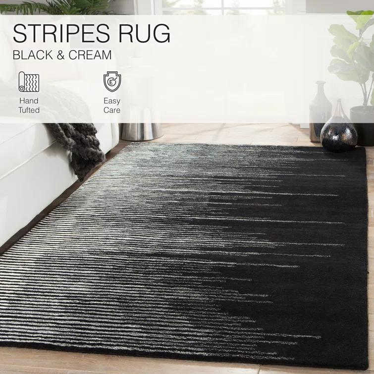 Jaipur Living Soft 9x12 Large Area Rug, Abstract, Black/Cream