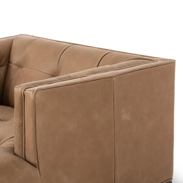 Dylan Mid-Century Rider Black Leather Chaise Lounge