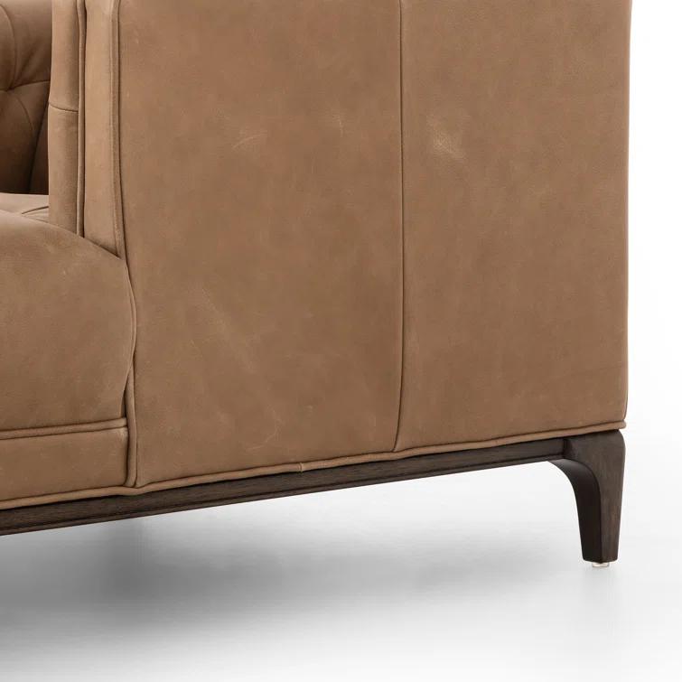 Dylan Mid-Century Rider Black Leather Chaise Lounge