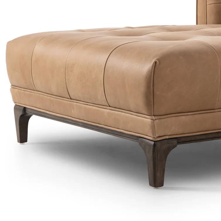 Dylan Mid-Century Rider Black Leather Chaise Lounge