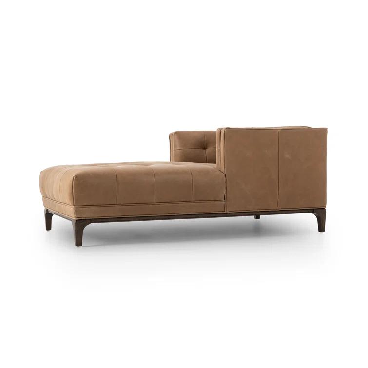 Dylan Mid-Century Rider Black Leather Chaise Lounge