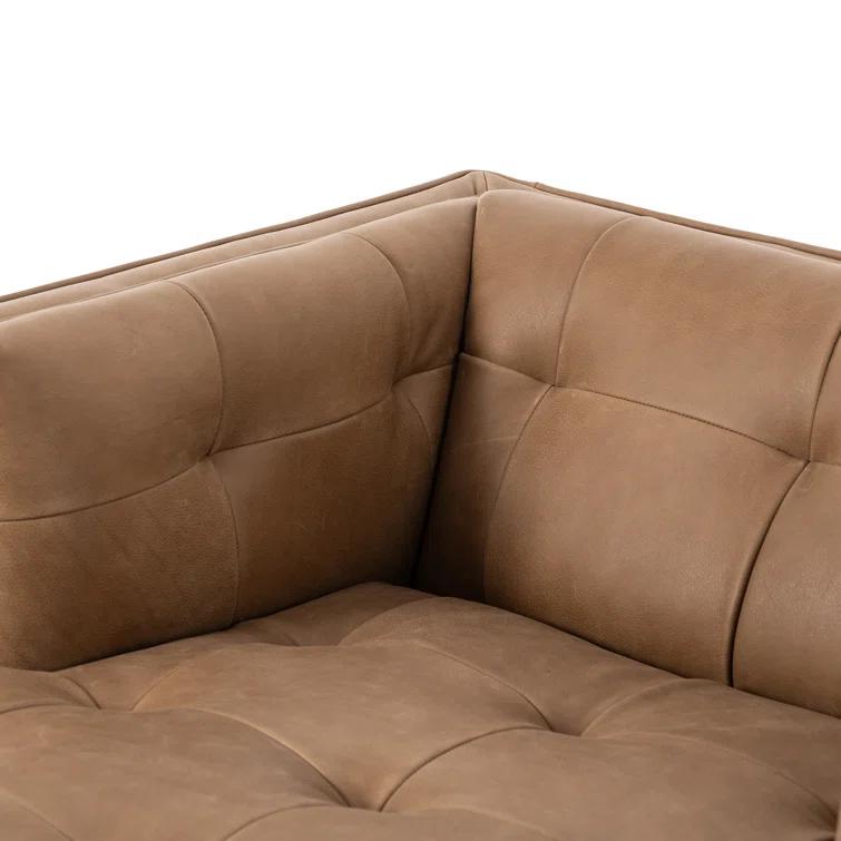 Dylan Mid-Century Rider Black Leather Chaise Lounge