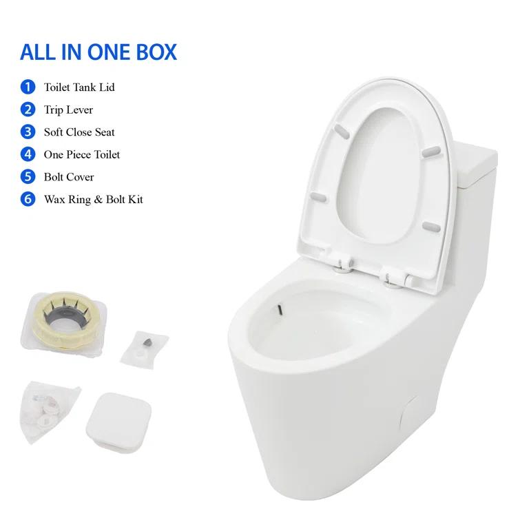 1.28 GPF Elongated Comfort Height One-Piece Toilet with Seat Included