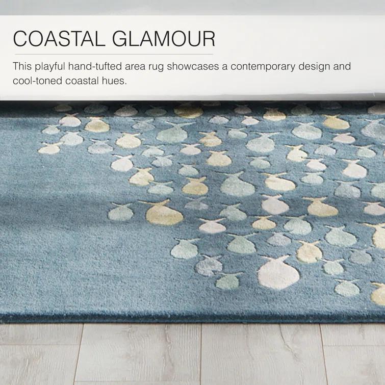 Rosecliff Heights Farley Handmade Tufted Wool/Silk Blue/Gray Area Rug