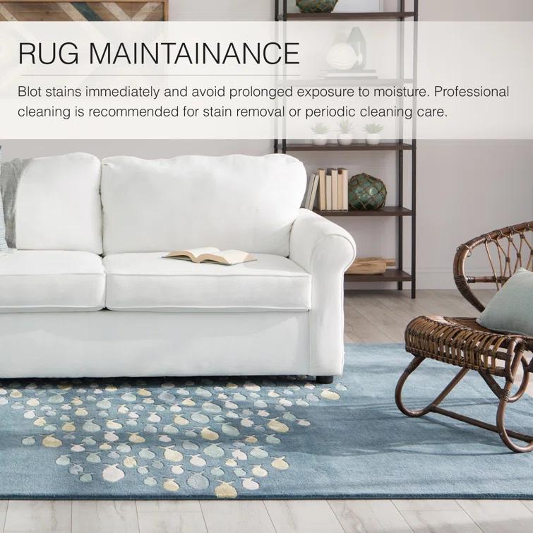 Rosecliff Heights Farley Handmade Tufted Wool/Silk Blue/Gray Area Rug