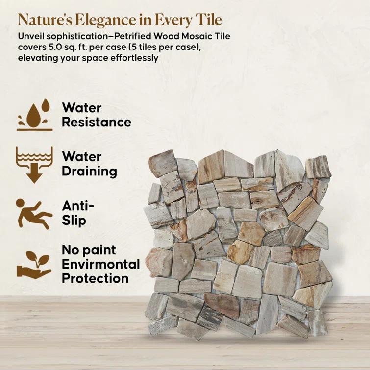 Utah 11.4" x 11.4" Natural Stone Random Mosaic Wall & Floor Tile