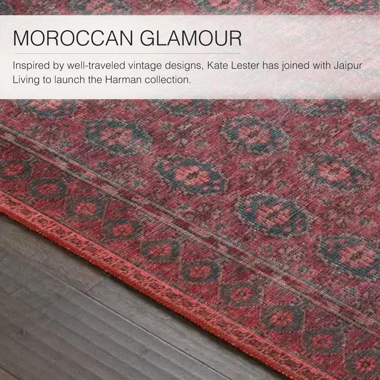 Kate Lester + Jaipur Living Machine Washable Kalinar Power Loom Performance Dark Red/Blue Rug