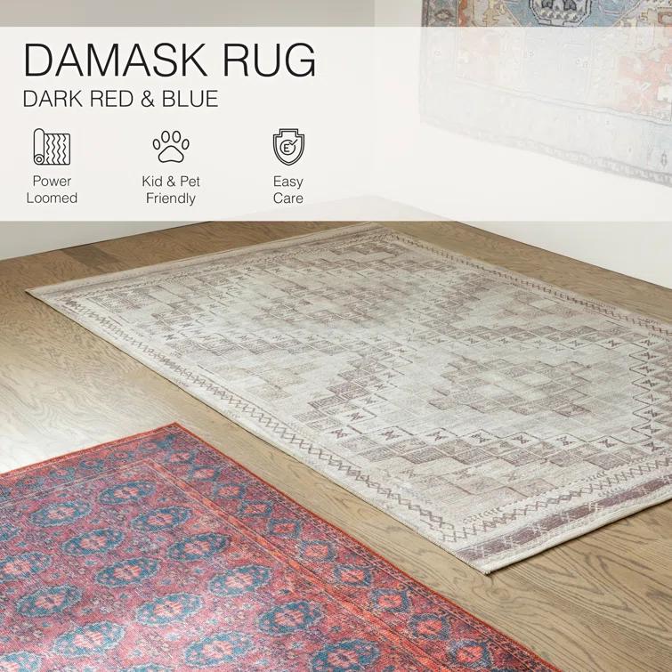 Kate Lester + Jaipur Living Machine Washable Kalinar Power Loom Performance Dark Red/Blue Rug