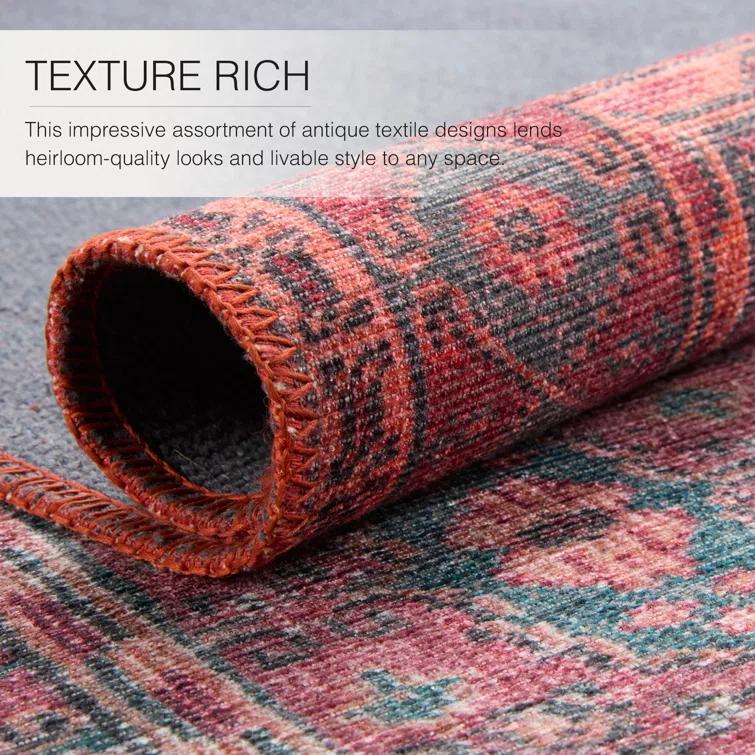 Kate Lester + Jaipur Living Machine Washable Kalinar Power Loom Performance Dark Red/Blue Rug