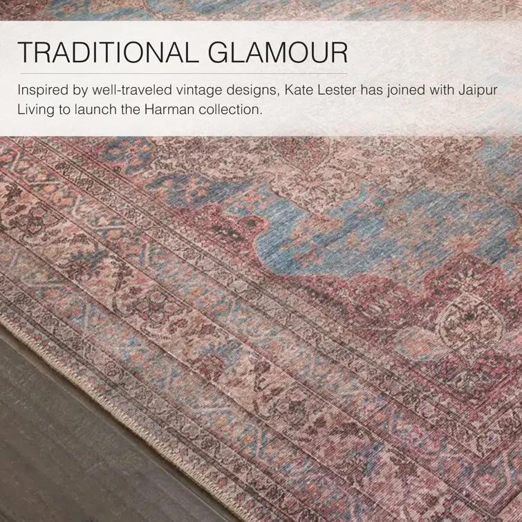 Machine Washable Power Loom Performance Dark Red/Blue Rug