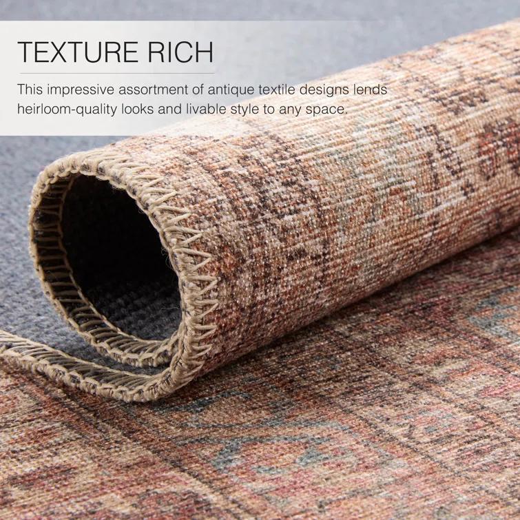 Machine Washable Power Loom Performance Dark Red/Blue Rug
