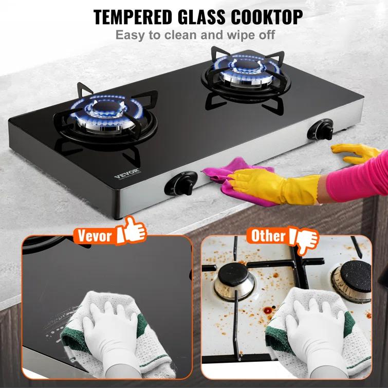 VEVOR 24" Black Natural Gas 2 Burner Cooktop