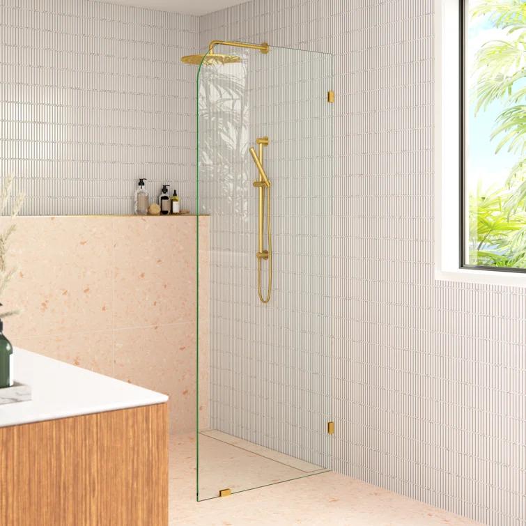 Solaris 36 in. x 78 in. Fully Frameless Radius Single Fixed Shower Panel