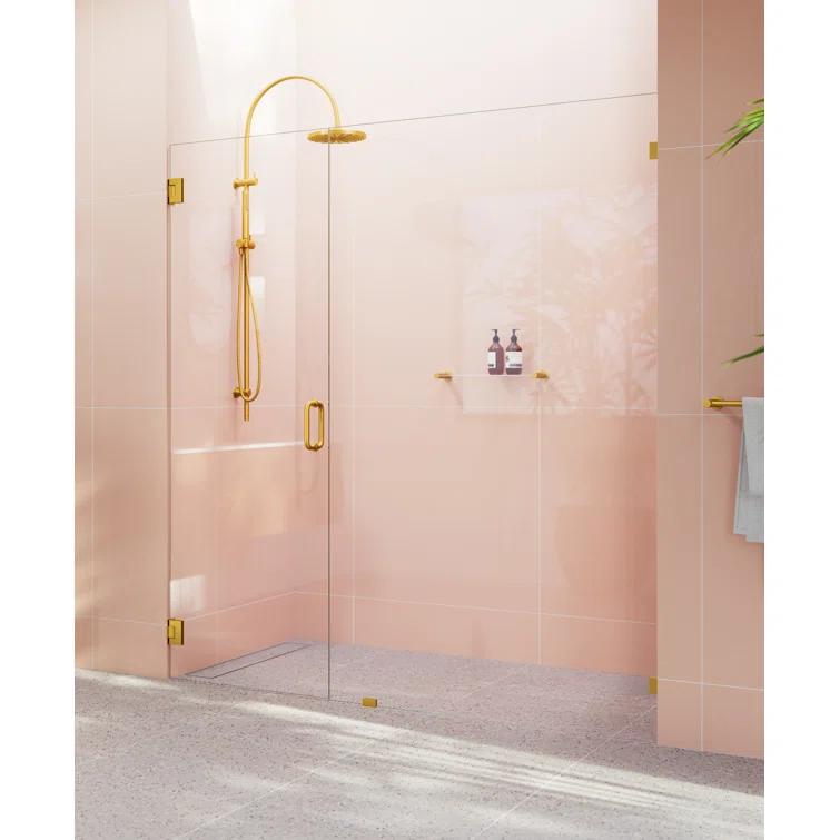 Illume 75.5 in. x 78 in. Fully Frameless Wall Hinge Shower Door