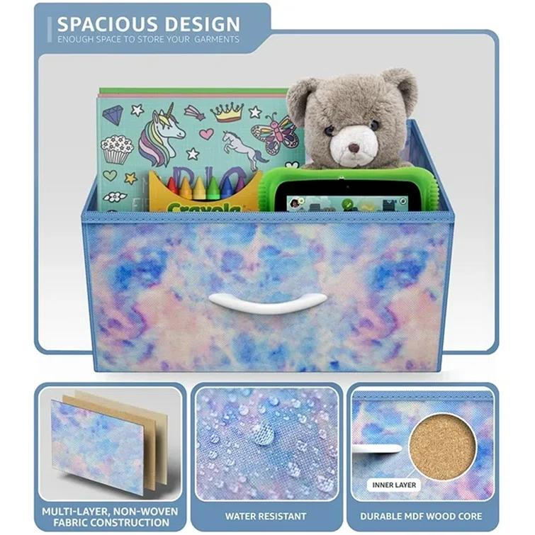 Sorbus 1 Drawer and Shelves Nightstand with Steel Frame, Wood Top & Fabric Bins in Tie Dye & Reviews | Wayfair