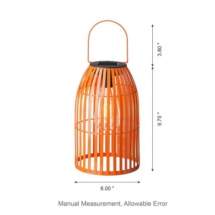 9.75" Metal Woven Solar Powered  Outdoor Hanging Lantern