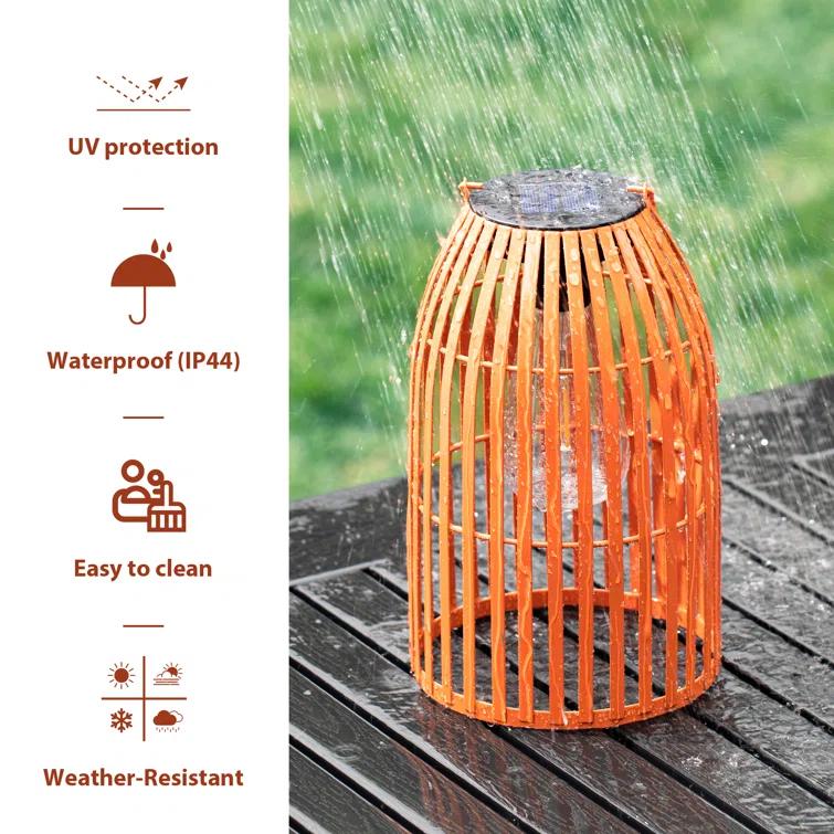 9.75" Metal Woven Solar Powered  Outdoor Hanging Lantern