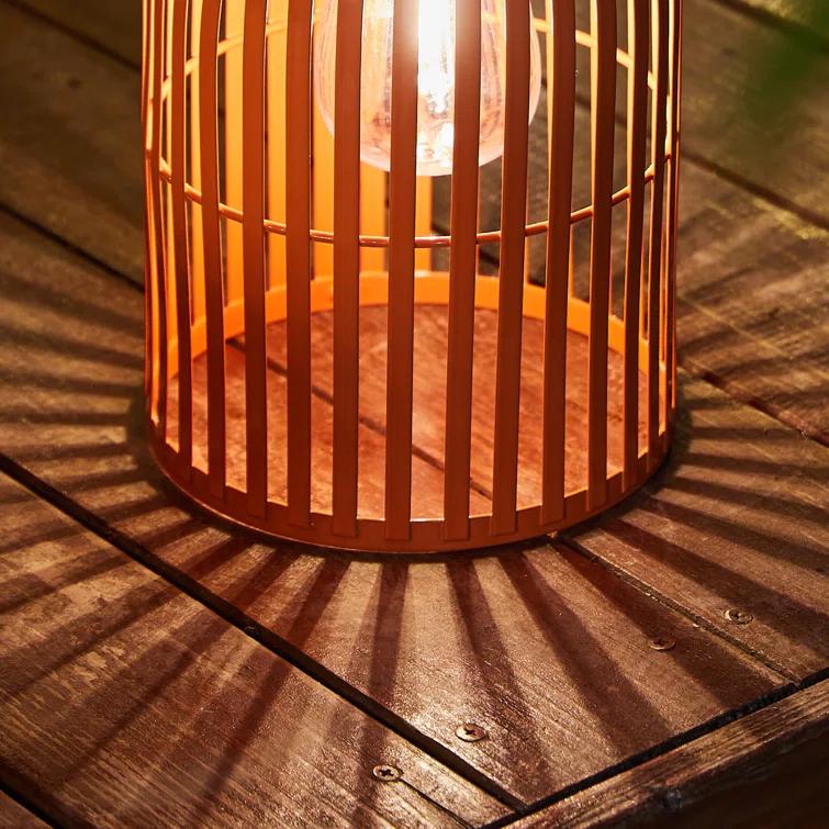 9.75" Metal Woven Solar Powered  Outdoor Hanging Lantern