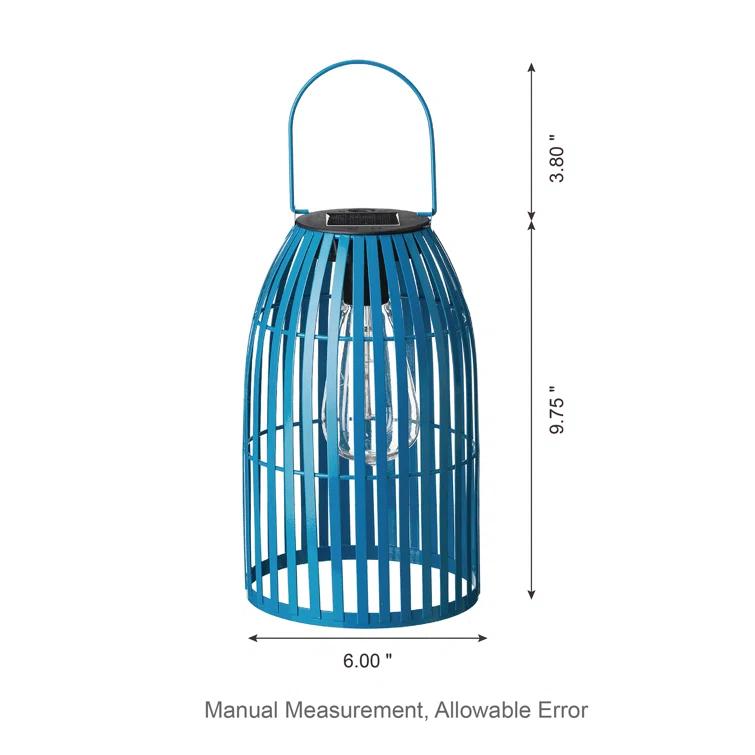 9.75" Metal Woven Solar Powered  Outdoor Hanging Lantern