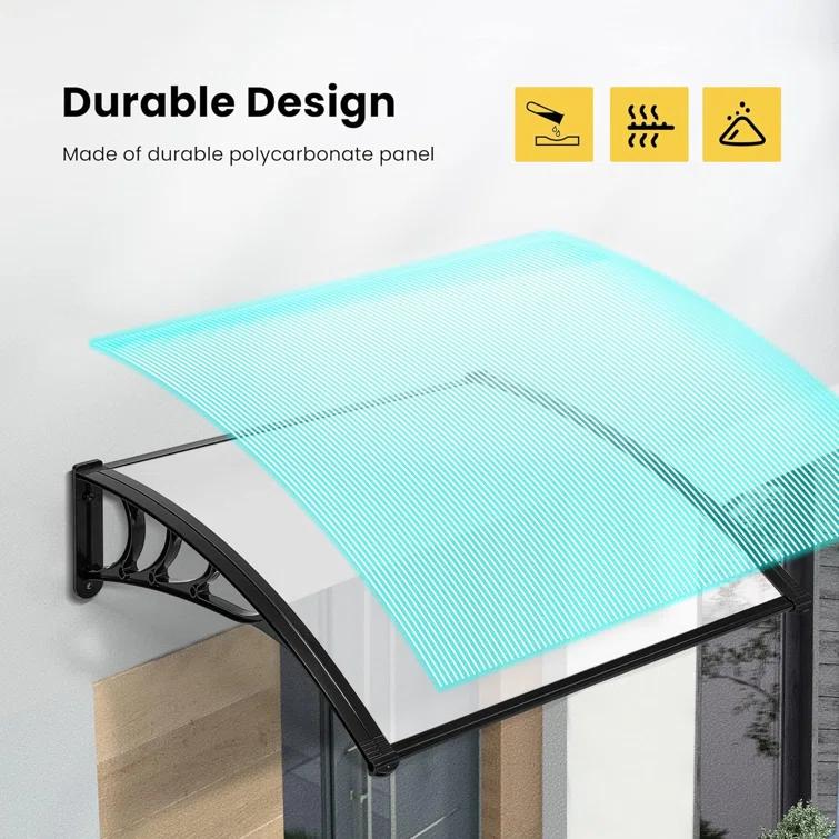 VIVOHOME 11'' D Plastic Clear/Black Cover Retractable Door / Window Awning