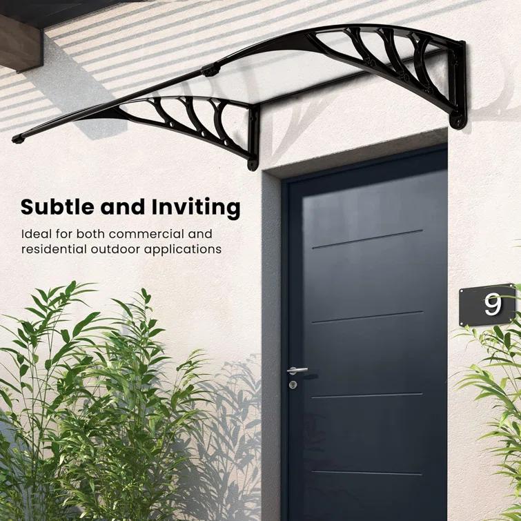 VIVOHOME 11'' D Plastic Clear/Black Cover Retractable Door / Window Awning