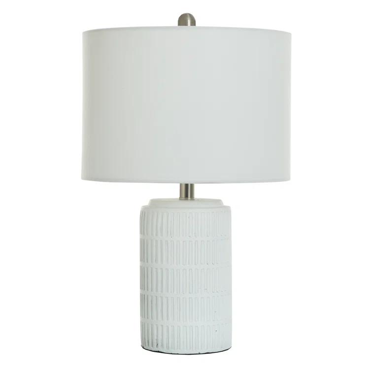 Joni Table Lamp Distressed Gray - StyleCraft: Ceramic Body, Polyester Drum Shade, UL Listed