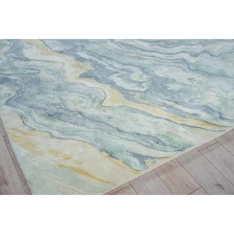 Gianni Rectangle Area Rug in Blue/Gold/Ivory