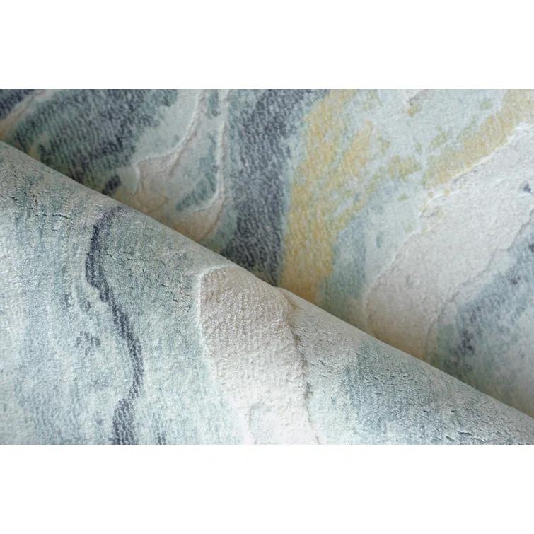 Gianni Rectangle Area Rug in Blue/Gold/Ivory