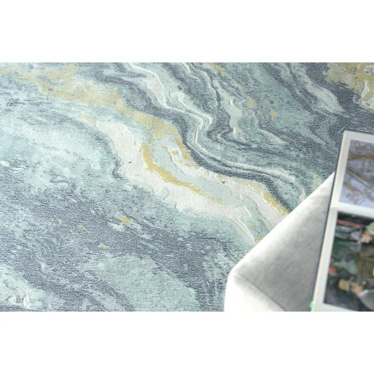 Gianni Rectangle Area Rug in Blue/Gold/Ivory