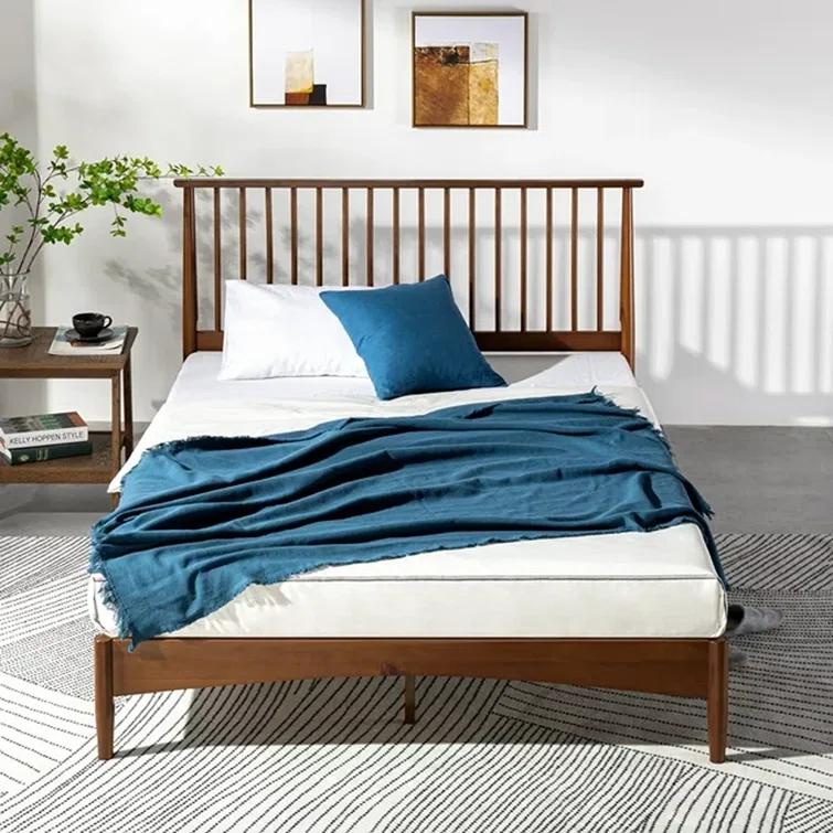 Rashay Mid-Century Modern Solid Wood Spindle Platform Bed